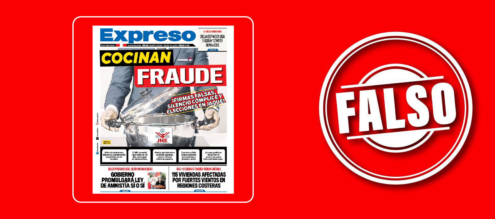 El titular Cocinan fraude es falso