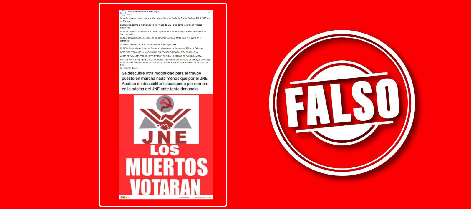 Es falso que el JNE obstaculice la revisión del padrón respecto a fallecidos