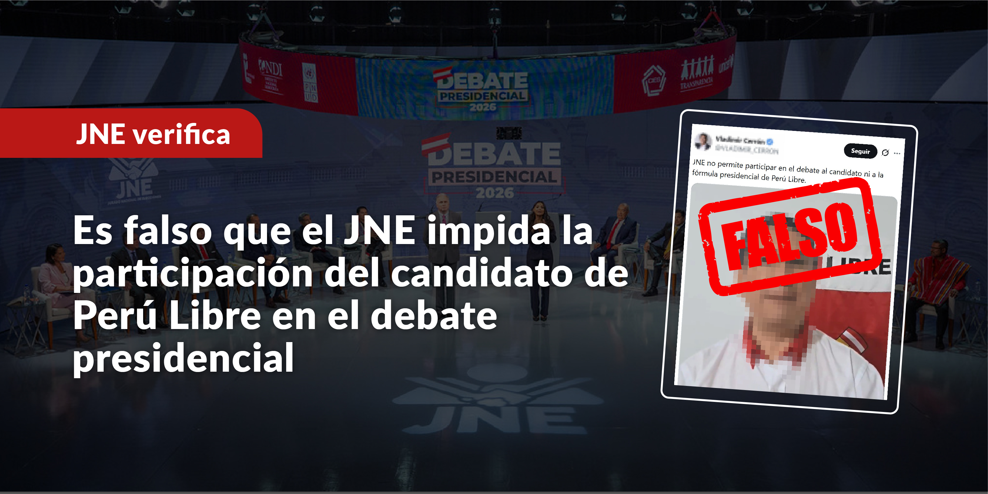 Es falso que el JNE impida la participación del candidato de Perú Libre en el debate presidencial