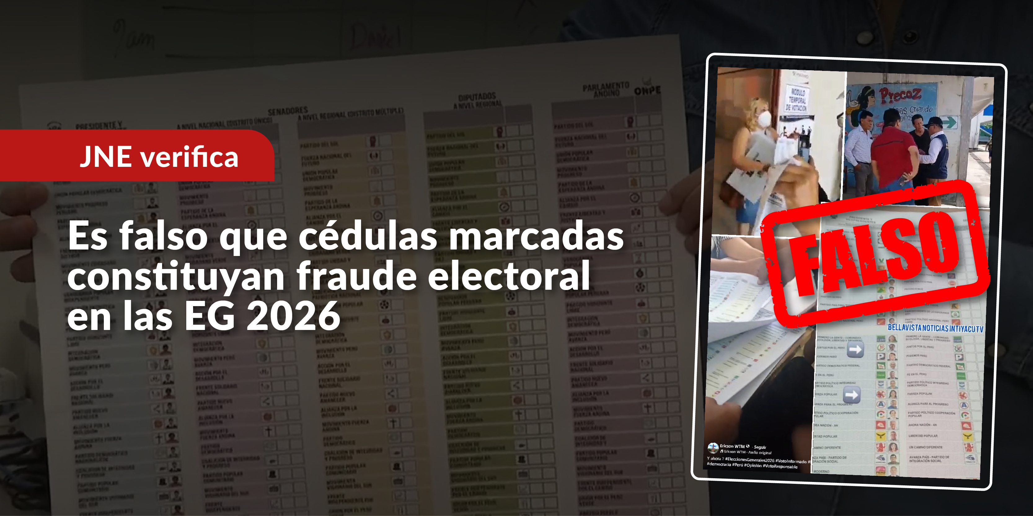 Es falso que cédulas marcadas constituyan fraude electoral en las EG 2026