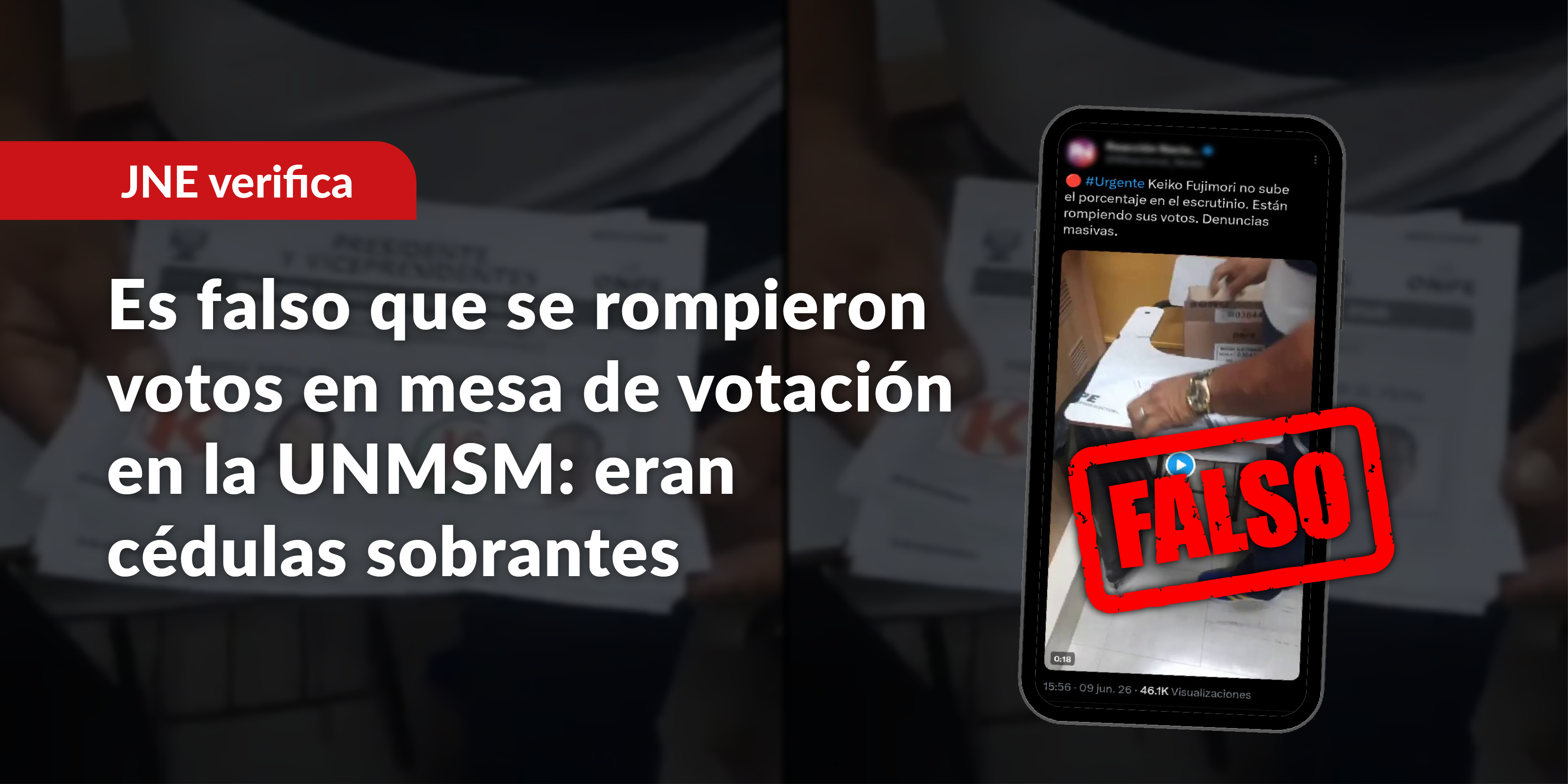 Es falso que se rompieron votos en mesa de votación de la UNMSM: eran cédulas sobrantes