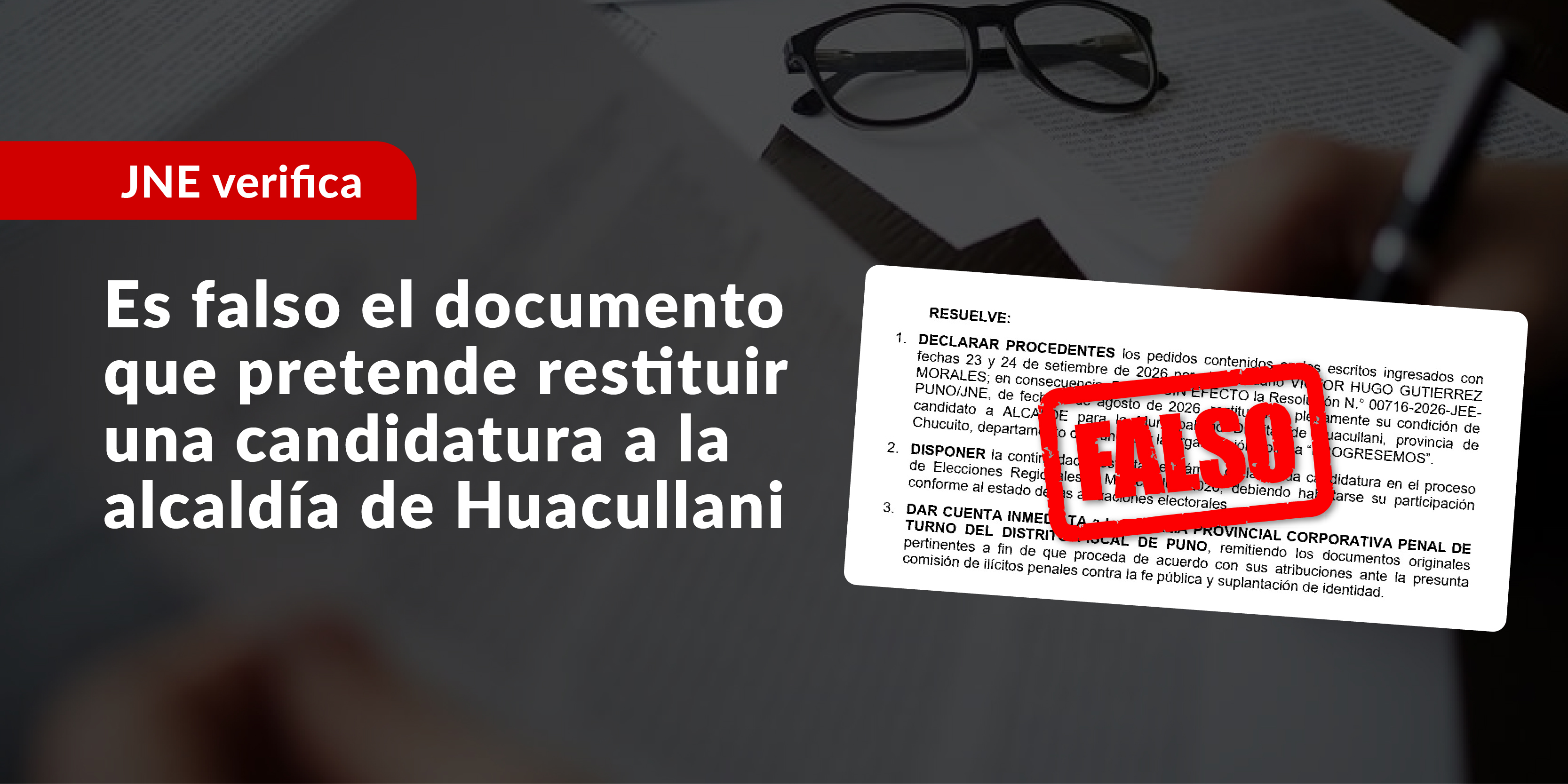 Circula resolución falsa distinta a la que publicó el JEE Puno