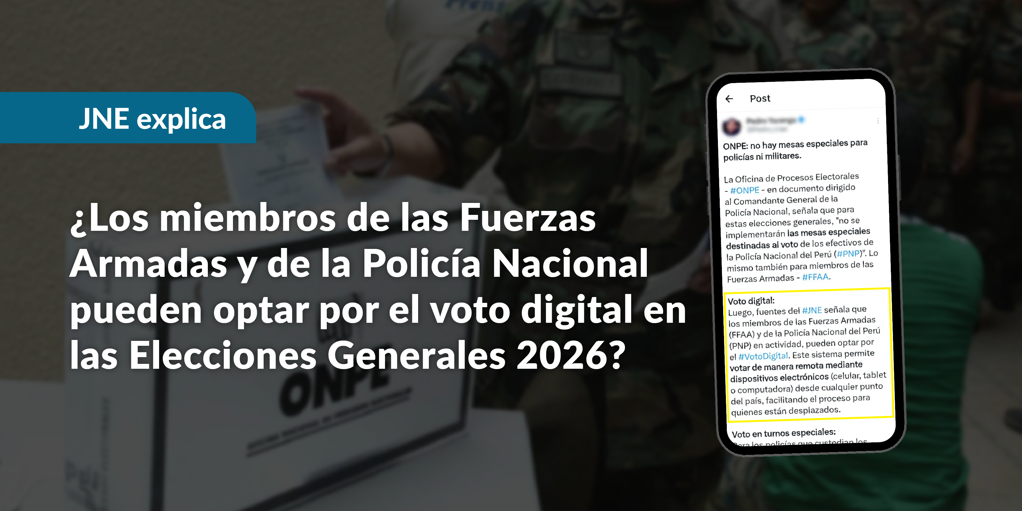 ¿Los miembros de las Fuerzas Armadas y de la Policía Nacional pueden optar por el voto digital en las Elecciones Generales 2026?
