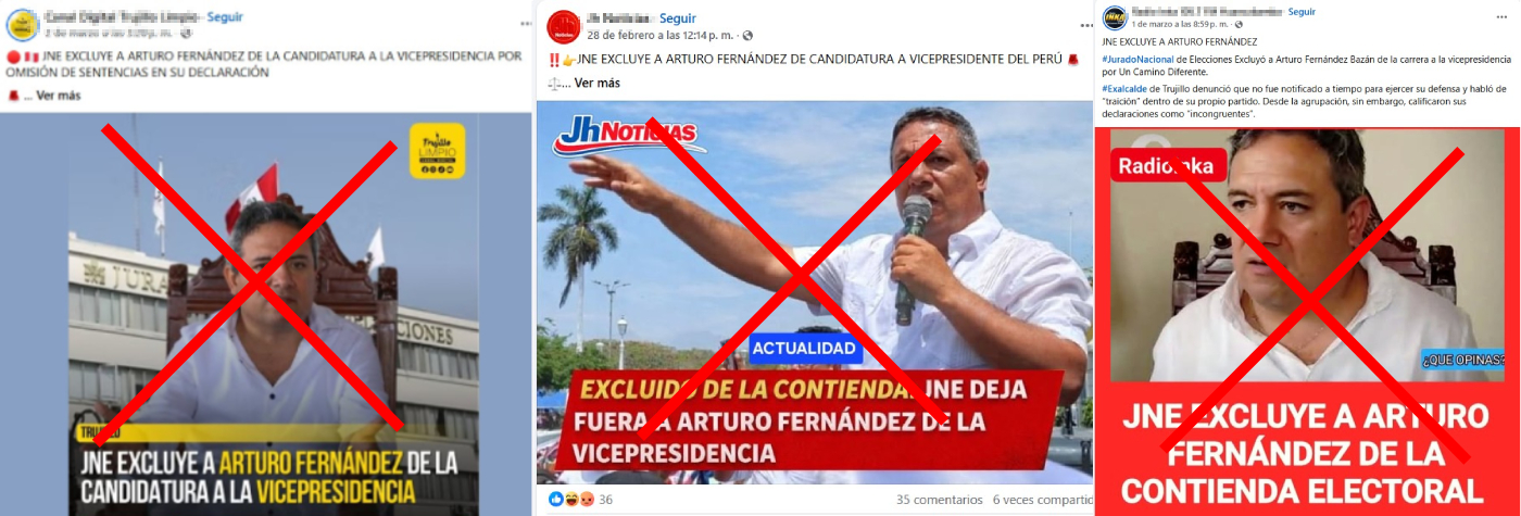 Imagen de desinformacion JNE no excluye a Arturo Fernandez